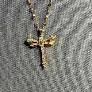 Gold Dragonfly Pendant Necklace